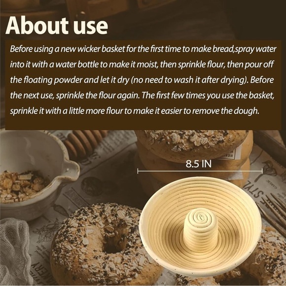 Top Hat Style Banneton Sourdough Starter Bread Basket Set W/ Stencils - Picture 5 of 12